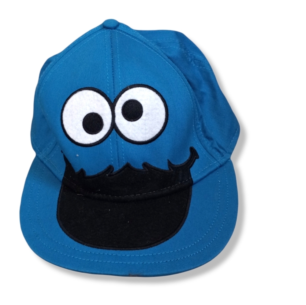 Cookie Monster Sesame Street Hat Cap Blue Fitted Baseball Adult S/M Full Face